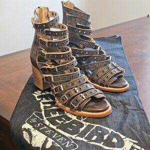 Freebird by Steven Gladiator High Heel Sandals – Size 8 – Brown Leather